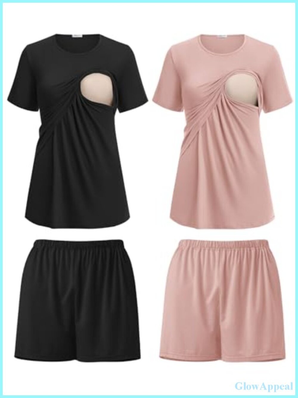 Ekouaer 2 Pack Nursing Pajamas Set Postpartum Women Maternity Sleepwear